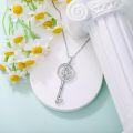 wholesale Sterling Silver Diamond Birth Flower Key Necklace for Women-0-23