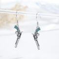 wholesale 925 Sterling Silver with Turquoise Stone Revolver Design Western Style Drop Earrings for Women-0-1