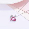 wholesale 925 Sterling Silver Pink Austrian Crystal Granddaughter I Love You Heart Pendant Necklace Gift for Women Girls-0-2