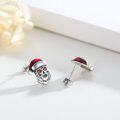 wholesale 925 Sterling Silver Santa Claus Skull Stud Earrings with Red and Green Stones - Gothic Punk Style Gift for Women Men-0-1