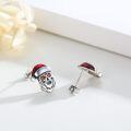 wholesale 925 Sterling Silver Santa Claus Skull Stud Earrings with Red and Green Stones - Gothic Punk Style Gift for Women Men-0-1