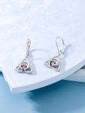 wholesale 925 Sterling Silver Celtic Knot Green Heart Drop Earrings  for Women Girls-0-4