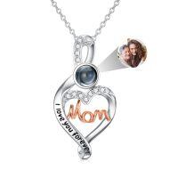 wholesale 925 Sterling Silver I Love You Mom Heart Necklace with Labradorite and Cubic Zirconia Stones - Mother's Day Gift for Her-D-Mom+Photo-D-Mom+Photo Fill