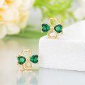 wholesale 14K Solid Gold Green Crystal Heart-Shaped Stud Earrings with Leverbacks-0-2