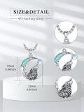 wholesale 925 Sterling Silver Wolf Howl on the Moon Turquoise & Opal Pendant Necklace-0-1