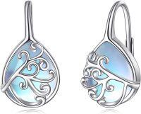 wholesale 925 Sterling Silver Teardrop Moonstone & Lapis Lazuli Filigree Huggie Hoops-Moonstone