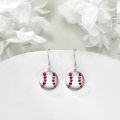 wholesale 925 Sterling Silver Baseball Heart Drop Earrings for Women Girls Love Sports  3cm Long-0-2