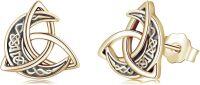 wholesale Gold 925 Sterling Silver Celtic Triquetra Stud Earrings - Vintage Irish  for Women-F-Gold