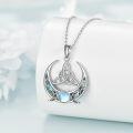 wholesale 925 Sterling Silver Abalone Shell Triquetra Moonstone Wiccan Pagan Pentagram Pendant Necklace-0-3