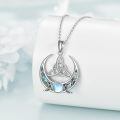 wholesale 925 Sterling Silver Celtic Knot Crescent Moon Pendant Necklace With Abalone Shell Moonstone-0-3