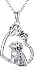 wholesale 925 Sterling Silver Dog and Cat Heart with Paw Prints Pendant Necklace-0-0