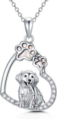 wholesale 925 Sterling Silver Dog and Cat Heart with Paw Prints Pendant Necklace-Dog