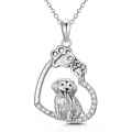 wholesale 925 Sterling Silver Dog and Cat Heart with Paw Prints Pendant Necklace-0-0