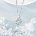 wholesale 925 Sterling Silver Lotus Flower Crystal Opal Pendant Necklace for Women-0-2