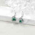 wholesale 925 Sterling Silver Tree Of Life Drop Earrings Wholesale With Green Stone-0-68