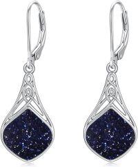 wholesale Sterling Silver Celtic Teardrop Drop Earrings Jewelry Gifts for Women-Blue Sandstone
