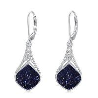 wholesale 925 Sterling Silver Teardrop Drop Earrings Wholesale With Celtic Knots-Blue Sandstone