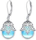 wholesale 925 Sterling Silver Blue Opal Teardrop Filigree Snowflake Leverback Drop Earrings-0-0