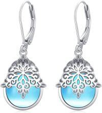 wholesale 925 Sterling Silver Blue Opal Teardrop Filigree Snowflake Leverback Drop Earrings-Snowflake