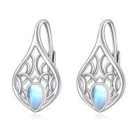 wholesale 925 Sterling Silver Moonstone Teardrop Celtic Knot Drop Earrings for Women Irish  Idea-Z-Moonstone