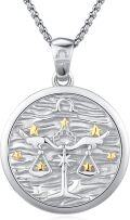 wholesale 925 Sterling Silver Libra Zodiac Sign Constellation Pendant Necklaces for Women Men Astrology Gifts-0-0