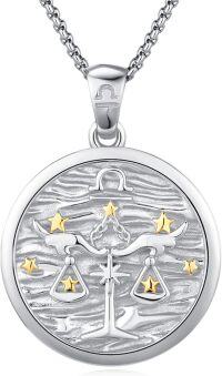 wholesale 925 Sterling Silver Libra Zodiac Sign Constellation Pendant Necklaces for Women Men Astrology Gifts-9-Libra（B-White Sep.23-Oct.22）