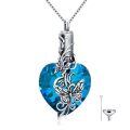 wholesale 925 Sterling Silver Heart Shaped Blue Crystal Butterfly & Hummingbird Cremation Jewelry Keepsake Urn Necklace with Funnel and Fill Tool-0-0