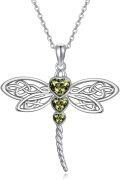 wholesale Sterling Silver Crystal Dragonfly Heart Celtic Necklace for Women Birthstone Gift for Mom Sister Wife-0-0