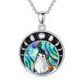 wholesale 925 Sterling Silver Halloween Ghost Necklace with Abalone Shell and Crescent Moons Pendant-0-0