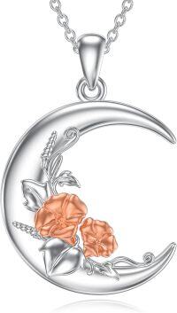 wholesale  Sterling Silver Moon Pendant Birth Flower Necklace for Women -9-Sep-Morning Glory