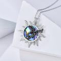 wholesale 925 Sterling Silver Abalone Shell Dragon & Wheel of Fortune Triple Moon Goddess Necklace for Women Witchcraft Pagan  48 Chain Length-0-1