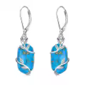 TOUPOP 925 Sterling Silver Natural Gemstone Oval Rose Flower Earrings For Women-0-0