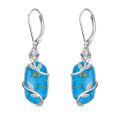 TOUPOP 925 Sterling Silver Natural Gemstone Oval Rose Flower Earrings For Women-0-0