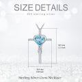 wholesale TOUPOP Aquamarine Cross Necklace For Women Sterling Silver March Birthstone Cross Pendant Necklace Heart Cross Christian Jewelry Birthday Christmas Gifts For Women Her -0-5