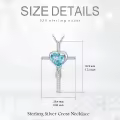 TOUPOP Sterling Silver Aquamarine Cross Pendant Necklace-0-5