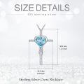 TOUPOP Sterling Silver Aquamarine Cross Pendant Necklace-0-5