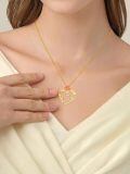 TOUPOP 14K Gold & Stone Flower Heart Pendant Necklace for Women-0-3
