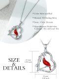 wholesale 925 Sterling Silver Red Enamel Cardinal Bird in Heart Pendant Necklace for Women-0-3