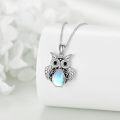 wholesale 925 Sterling Silver Teardrop Moonstone Owl Pendant Necklace with Black Onyx Eyes and Angel Wings - Mothers Day Gift for Cat Lovers & Teens-0-3