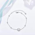 wholesale 925 Sterling Silver White Round Opal Beaded Chain Bracelet for Women s-0-2
