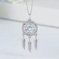 wholesale 925 Sterling Silver Feather Moonstone Evil Eye Dreamcatcher Circle Pendant Necklaces for Women Girls' Gifts-0-2