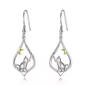 TOUPOP Sterling Silver Cat Dangle Drop Hook Earrings Animal Jewelry Gifts-0-0
