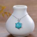 wholesale 925 Sterling Silver Hexagon Natural Turquoise Pendant Necklace Gift for Women-0-2