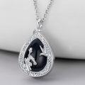 wholesale 925 Sterling Silver Black Onyx Hummingbird Teardrop Keepsake Pendant Necklace for Ashes Memorial Jewelry-0-3
