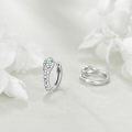 wholesale 925 Sterling Silver Snake Skin Huggie Hoop Earrings with Green Stones and Heart Pattern-0-3