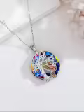 TOUPOP Sterling Silver Crystal Butterfly Tree Of Life Dragonfly Hummingbird Pendant Necklace-0-2