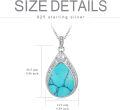 wholesale 925 Sterling Silver Blue Moonstone Teardrop Filigree Pendant Necklace-0-9