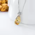 TOUPOP Sterling Silver Yellow Teardrop Crystal Pendant Necklace-0-2