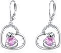 wholesale 925 Sterling Silver Sloth Heart Dangle Earrings - Cute Animal  for Her-0-0