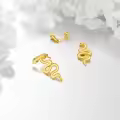 wholesale 925 Sterling Silver Plated Gold Snake Stud Earrings Wholesale with Green Eyes and Cubic Zirconia Accents for Women-0-3